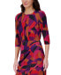 ფოტო #3 პროდუქტის Women's Printed Pleat-Neck Faux-Wrap Dress