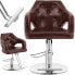 Фото #1 товара Fotel fryzjerski barberski kosmetyczny z podnóżkiem wys. 47-57 cm brązowy