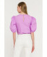 ფოტო #5 პროდუქტის Women's Poplin Puffed Sleeve Top