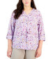 Фото #1 товара Plus Size Sea Of Petals Utility Top, Created for Macy's