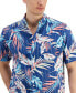 Фото #3 товара Men's Summer Tropical Leaf Patterned Short-Sleeve Seersucker Shirt, Created for Macy's