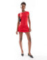 Фото #1 товара COLLUSION ruffle micro mini dress in red