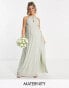 Фото #3 товара TFNC Maternity Bridesmaid strappy back halter neck dress in sage green