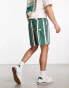 New Look pull on stripe short in green