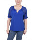 ფოტო #1 პროდუქტის Petite Short Ruffle Sleeve Rhinestones Top