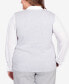 Фото #2 товара Plus Size Isn't It Romantic Collar Layered Imitation Pearl Trim Sweater