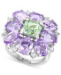 ფოტო #1 პროდუქტის EFFY® Pink Amethyst (10-1/10 ct. t.w.) & Green Quartz (2-3/4 ct. t.w.) Flower Statement Ring Sterling Silver