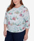 Plus Size Classic Triple Notch Neck Deer Village Top