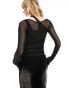 Фото #4 товара COLLUSION double layer asymmetric long sleeve top in black