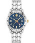 ფოტო #1 პროდუქტის Men's Swiss Greca Time GMT Stainless Steel Bracelet Watch 41mm