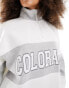 Фото #6 товара Miss Selfridge quarter zip Colorado graphic colour block sweatshirt in white and grey marl