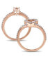 ფოტო #3 პროდუქტის Morganite and Diamond Heart Halo interlocking Bridal Ring Set