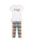 Фото #1 товара Костюм Polo Ralph Lauren Baby Girls Logo T-shirt и Plaid Leggings.