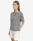 ფოტო #2 პროდუქტის Women's Heritage Striped Short Sleeve Boxy Knit Pullover