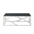 Rectangular Glass Top Coffee Table with Stainless Steel Frame