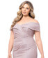 ფოტო #4 პროდუქტის Plus Size Metallic Ruched Sheath Dress