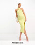 Фото #1 товара The Frolic Maternity midi dress with twist high neck and side slit in yellow