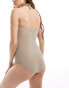 Vila halterneck cut out swimsuit in shimmer stone