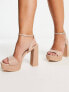 Glamorous Wide Fit espadrille platform heel sandals in beige