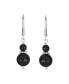 ფოტო #3 პროდუქტის Gemstone Natural Black Onyx Boho Bali Milgrain Edged Beaded Rondel Separator Double Ball Round Drop Dangle Earrings Sterling Silver Lever back