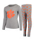 ფოტო #1 პროდუქტის Big Boys Heathered Gray Clemson Tigers Long Sleeve T-shirt and Pant Sleep Set