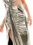 Jaded Rose Petite cut out midaxi dress in liquid metallic