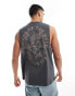 ASOS DESIGN relaxed vest in dark grey with Atlantis back print