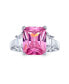 ფოტო #1 პროდუქტის Art Deco Style .925 Sterling Silver 8CTW Pink AAA CZ Rectangle Emerald Cut Cocktail Statement Engagement Ring Cubic Zirconia Baguette Side Stones