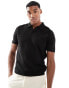 Фото #1 товара ASOS DESIGN lightweight knitted polo shirt with marl texture in black