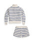 ფოტო #2 პროდუქტის Toddler and Little Girls Striped Cotton Terry Jacket and Shorts Set