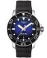 ფოტო #1 პროდუქტის Men's Swiss Automatic Seastar 1000 Powermatic 80 Black Rubber Strap Diver Watch 43mm