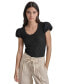 ფოტო #1 პროდუქტის Women's Textured Scoop-Neck Puff-Sleeve Top