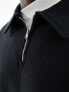 Selected Homme oversized half zip sweat long sleeved polo in black