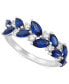 ფოტო #1 პროდუქტის Lab Grown Sapphire (2-1/5 ct. t.w.) & Lab Grown Diamond (1/3 ct. t.w.) Marquise Vine Ring in 14k White Gold