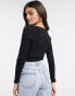 ASOS DESIGN rib fitted corset top with ultra wide neck in black