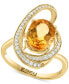 Фото #1 товара EFFY® Citrine (3-1/10 ct. t.w.) & Diamond (1/5 ct. t.w.) Swirl Ring in 14k Gold