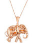 ფოტო #3 პროდუქტის Turquoise Enamel & Diamond (5/8 ct. t.w.) 18" Elephant Pendant Necklace in 14k Rose Gold