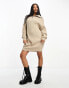 Фото #2 товара In The Style x Perrie Sian knitted ribbed half zip jumper dress in beige