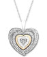 Фото #1 товара Macy's diamond Accent Two-Tone Heart Pendant Necklace in Sterling Silver and 10k Gold