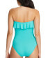 Bleu by Rod Beattie Shirred Ruffle Bandeau Mio One-Piece Swimsuit Blue Size 10