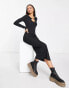 Фото #2 товара New Look ribbed midi dress with cut out detail in black