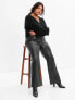 High Rise Vegan Leather '70s Flare Pants 34 - фото #3