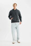Comfort Fit Kapüşonlu Basic Sweatshirt B4446ax24sp