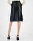 ფოტო #2 პროდუქტის Women's Faux-Leather Midi Skirt