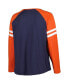 ფოტო #2 პროდუქტის Women's Navy, Orange Chicago Bears Plus Size True to Form Lace-Up V-Neck Raglan Long Sleeve T-shirt