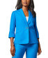 Фото #1 товара Petite Linen-Blend Button-Front 3/4-Sleeve Notch-Lapel Blazer