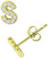 ფოტო #3 პროდუქტის Cubic Zirconia Initial Stud Earrings, Created for Macy's