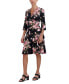 ფოტო #2 პროდუქტის Petite Floral Ruffle-Skirt 3/4-Sleeve Dress