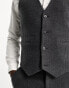 Фото #8 товара ASOS DESIGN slim wool mix suit waistcoat in herringbone in charcoal