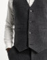 Фото #11 товара ASOS DESIGN slim wool mix suit waistcoat in herringbone in charcoal